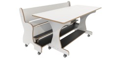 Hoogzit tafel L150 x B64 cm wit met bank Tangara Groothandel voor de Kinderopvang Kinderdagverblijfinrichting3